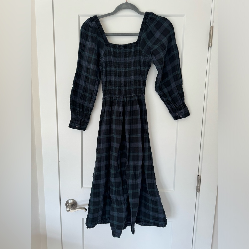 Madewell Flannel smocked top midi dress